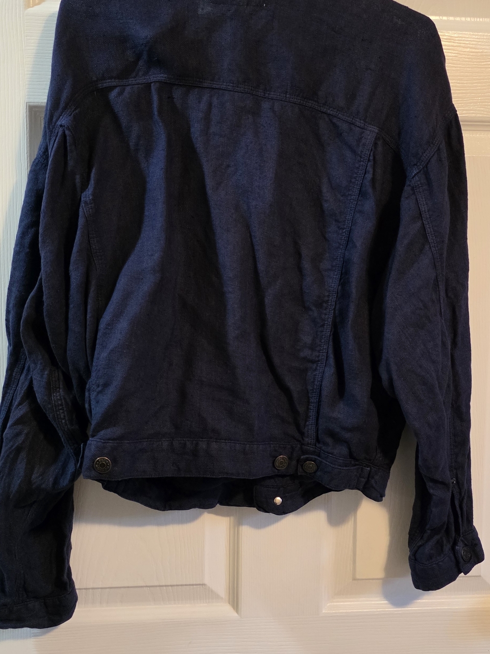 4/$67 Deal! Club Monaco Vintage Navy Blue Button-Front Bomber Jacket - Picture 6 of 12